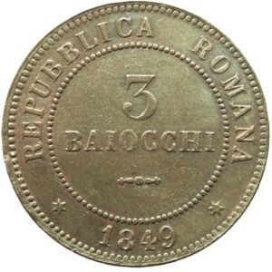 Seconda Repubblica Romana - 3 Baiocchi 1849