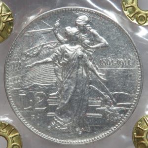 Vittorio Emanuele III - 2 Lire 1911 "Cinquantenario" SPL-FDC