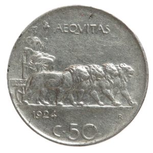Vittorio Emanuele III - 50 Centesimi leoni 1924 Liscio