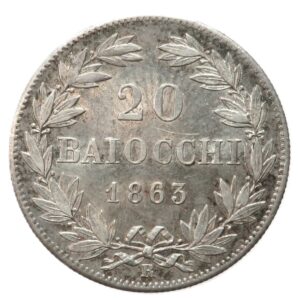 Pio IX - 20 baiocchi 1863 XVIII Roma